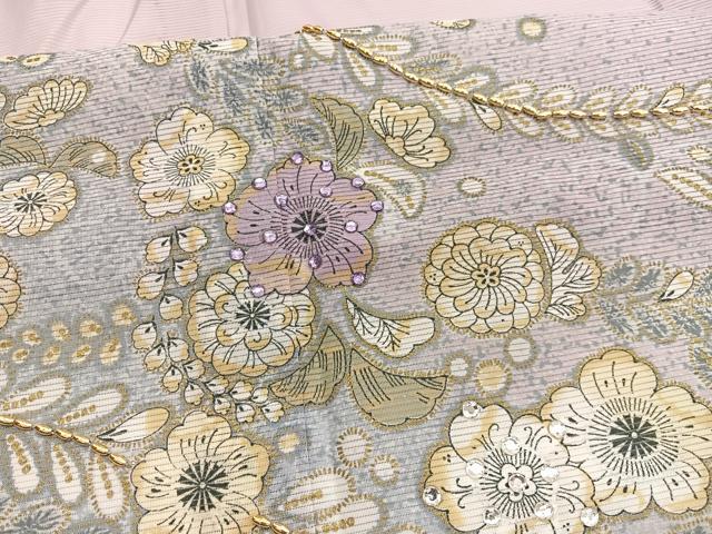 平和屋着物＊夏物　訪問着　絽　辻が花　暈し染め　金彩　ラインストーン　ビーズ　未使用　BAAY4322hv