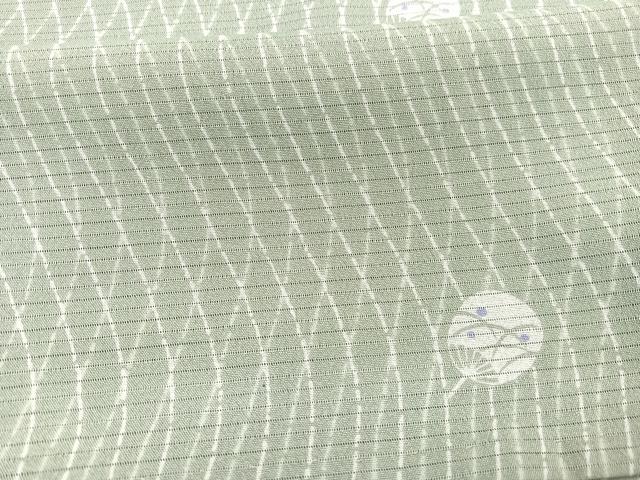 平和屋着物＊夏物　小紋　絽　扇面よろけ縞　洗える着物　BAAY4323hv