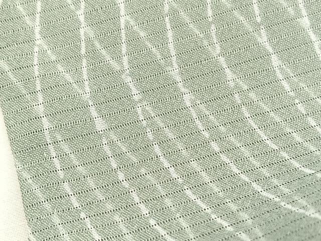 平和屋着物＊夏物　小紋　絽　扇面よろけ縞　洗える着物　BAAY4323hv