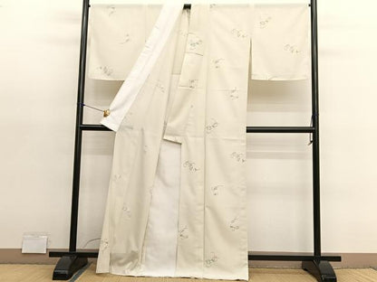平和屋着物＊夏物　小紋　絽　花唐草文　洗える着物　BAAY4329hv