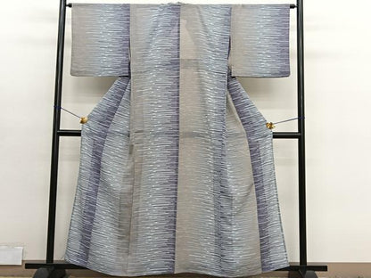 平和屋着物＊夏物　小紋　紗　エ霞文様　洗える着物　BAAY4335hv
