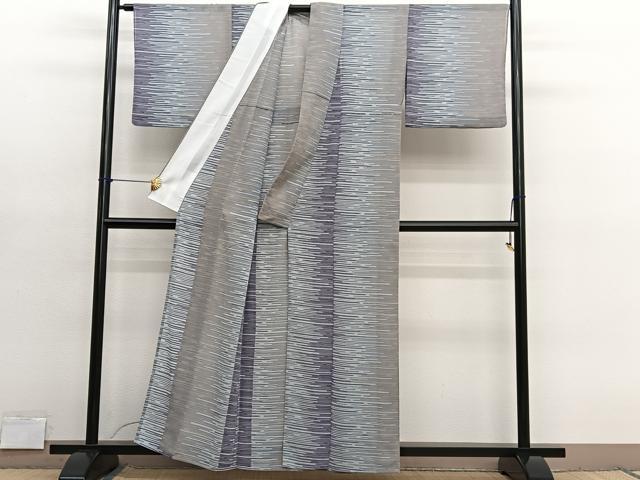 平和屋着物＊夏物　小紋　紗　エ霞文様　洗える着物　BAAY4335hv