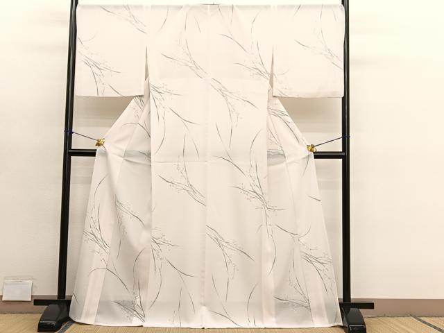 平和屋着物＊夏物　小紋　絽縮緬　枝花文　洗える着物　BAAY4337hv