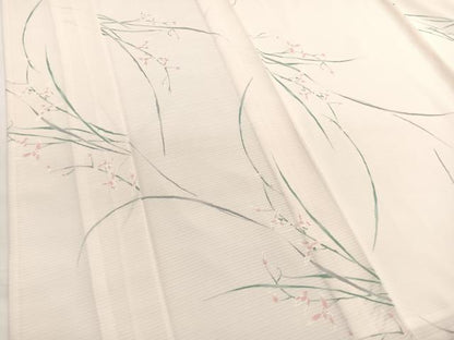 平和屋着物＊夏物　小紋　絽縮緬　枝花文　洗える着物　BAAY4337hv