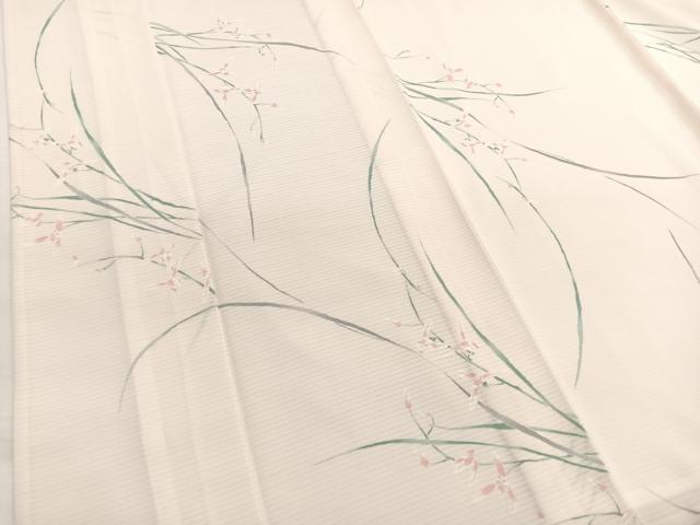 平和屋着物＊夏物　小紋　絽縮緬　枝花文　洗える着物　BAAY4337hv