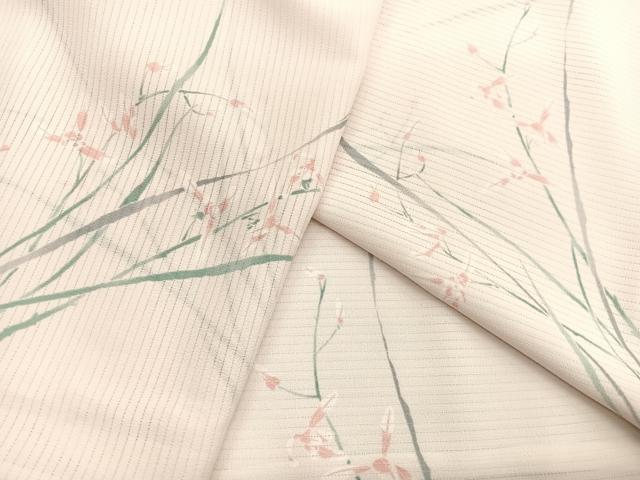 平和屋着物＊夏物　小紋　絽縮緬　枝花文　洗える着物　BAAY4337hv