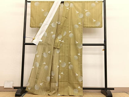 平和屋着物＊夏物　小紋　紗　飛び兎　洗える着物　BAAY4338hv