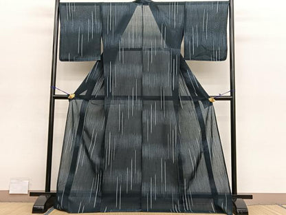 平和屋着物＊夏物　小紋　紗　絣文様　ロング丈　洗える着物　未使用　BAAY4340hv