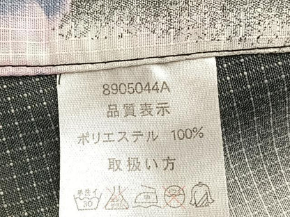 平和屋着物＊夏物　小紋　紅梅織　百合花文　暈し染め　黒地　銀彩　洗える着物　BAAY4348hv