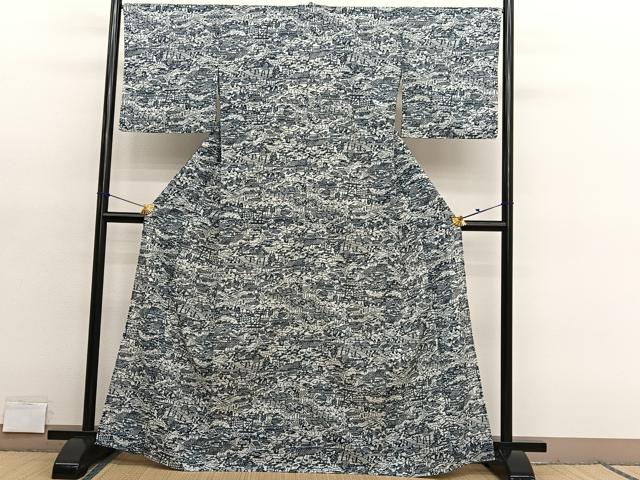 平和屋着物＊夏物　小紋　紗　御所解文　洗える着物　BAAY4351hv