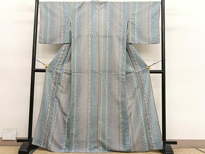 平和屋着物＊夏物　小紋　紗　草花間道　洗える着物　BAAY4353hv