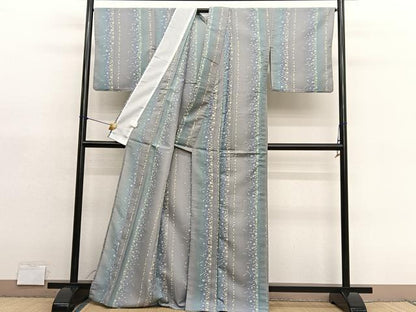 平和屋着物＊夏物　小紋　紗　草花間道　洗える着物　BAAY4353hv