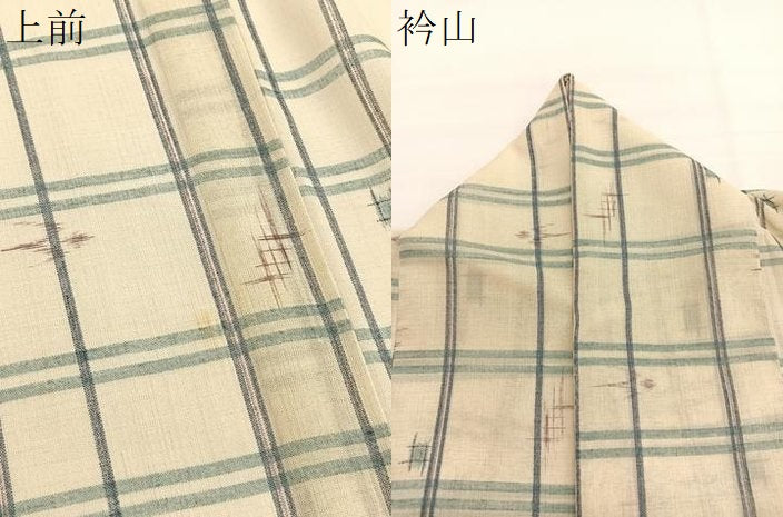 平和屋着物＊夏物　小紋　紗　琉球絣文様　洗える着物　BAAY4356hv