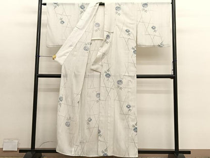 平和屋着物＊夏物　小紋　絽縮緬　朝顔　洗える着物　BAAY4357hv