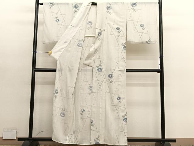 平和屋着物＊夏物　小紋　絽縮緬　朝顔　洗える着物　BAAY4357hv