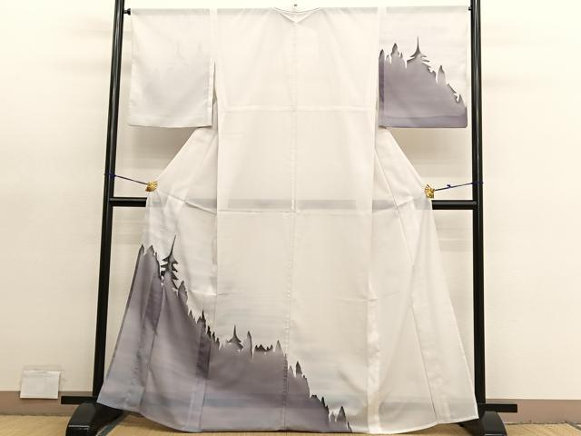 平和屋着物＊夏物　訪問着　絽　風景シルエット　暈し染め　洗える着物　BAAY4359hv