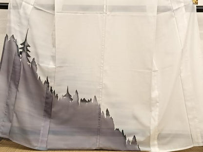 平和屋着物＊夏物　訪問着　絽　風景シルエット　暈し染め　洗える着物　BAAY4359hv