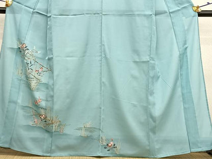 平和屋着物＊夏物　訪問着　絽　友禅　秋草文　洗える着物BAAY4361hv