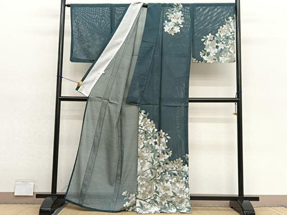 平和屋着物＊夏物　訪問着　絽　桜　洗える着物　BAAY4364hv