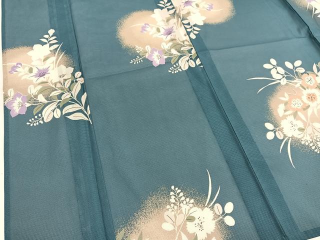 平和屋着物＊YUKI TORII　鳥居ユキ　夏物　小紋　絽　秋草文　暈し染め　さんび謹製　洗える着物　未使用　BAAY4369hv
