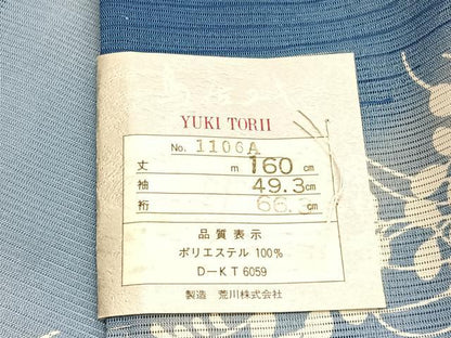 平和屋着物＊YUKI TORII　鳥居ユキ　夏物　小紋　絽　流水秋草文　暈し染め　さんび謹製　洗える着物　BAAY4370hv