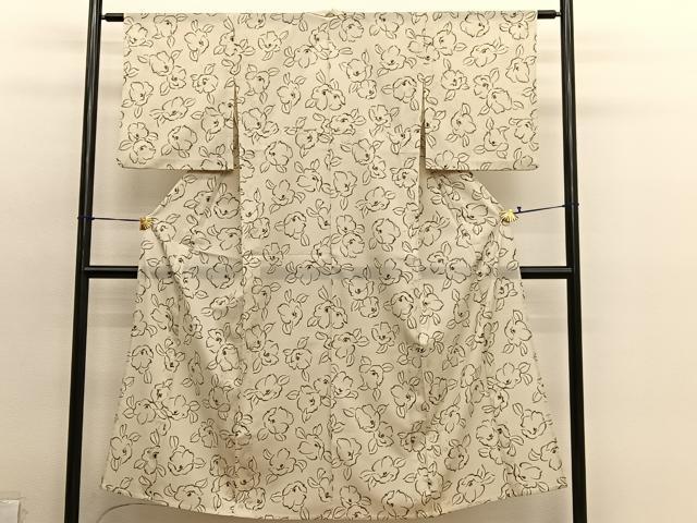 平和屋着物＊夏物　小紋　絽　椿　洗える着物　BAAY4371hv