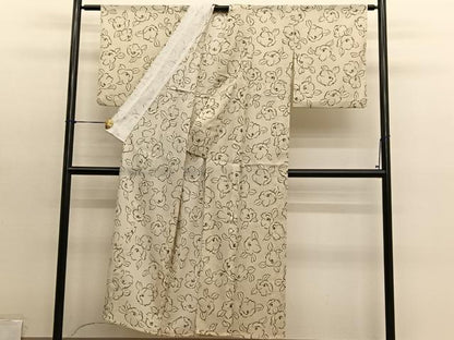 平和屋着物＊夏物　小紋　絽　椿　洗える着物　BAAY4371hv