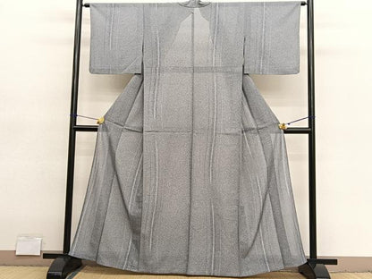 平和屋着物＊夏物　小紋　絽　流線文　洗える着物　BAAY4374hv