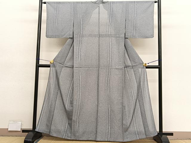 平和屋着物＊夏物　小紋　絽　流線文　洗える着物　BAAY4374hv