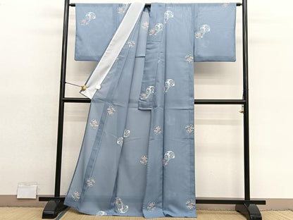 平和屋着物＊夏物　小紋　絽　草花文　洗える着物　BAAY4380hv
