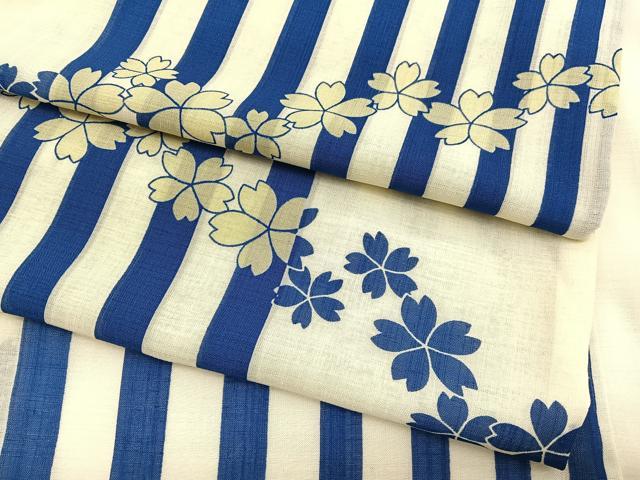 平和屋着物＊夏物　小紋　紗　桜　洗える着物　BAAY4383hv