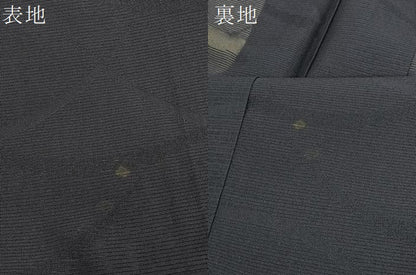 平和屋着物＊夏物　色無地　絽　芝草紋紗　紫黒色　洗える着物　BAAY4386hv