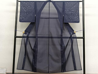 平和屋着物＊夏物　色無地　絽　濃鼠色　洗える着物　未使用　BAAY4390hv