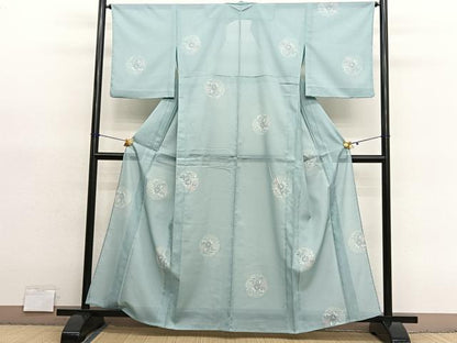 平和屋着物＊夏物　小紋　絽　雪輪花文　洗える着物　BAAY4393hv