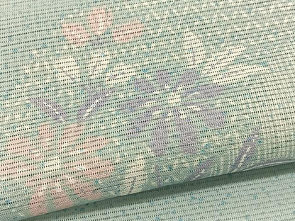 平和屋着物＊夏物　小紋　絽　雪輪花文　洗える着物　BAAY4393hv