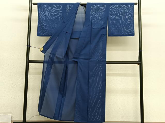 平和屋着物＊夏物　色無地　絽　紺青色　洗える着物　BAAY4396hv