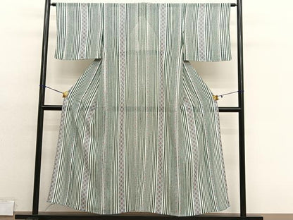 平和屋着物＊夏物　小紋　絽　七宝花唐草文　洗える着物　BAAY4401hv