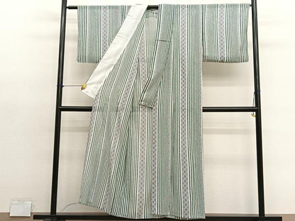 平和屋着物＊夏物　小紋　絽　七宝花唐草文　洗える着物　BAAY4401hv