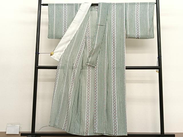 平和屋着物＊夏物　小紋　絽　七宝花唐草文　洗える着物　BAAY4401hv