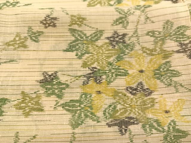平和屋着物＊夏物　紗紬　枝葉文　正絹　逸品　BAAY4403hv