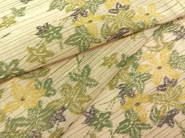 平和屋着物＊夏物　紗紬　枝葉文　正絹　逸品　BAAY4403hv