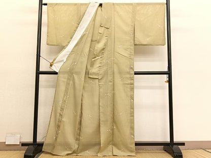 平和屋着物＊夏物　小紋　絽　花簪　洗える着物　BAAY4406hv