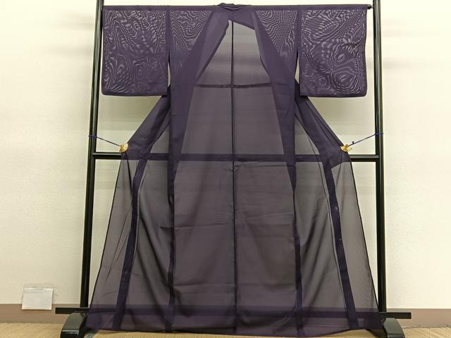 平和屋着物＊夏物　色無地　絽　似せ紫色　洗える着物　BAAY4417hv