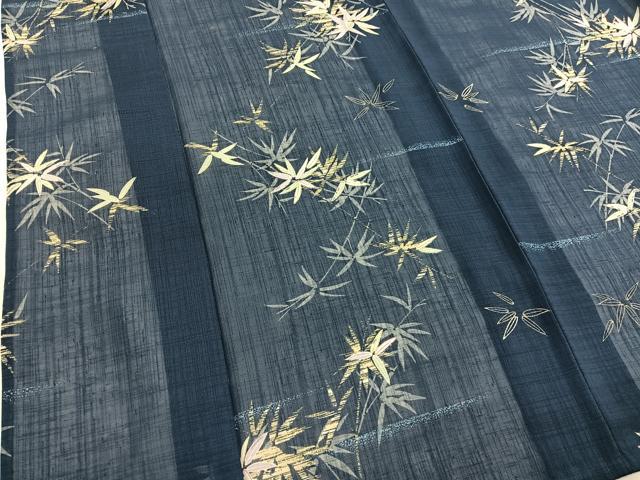 平和屋着物＊夏物　小紋　紗　笹竹文　洗える着物　BAAY4423hv