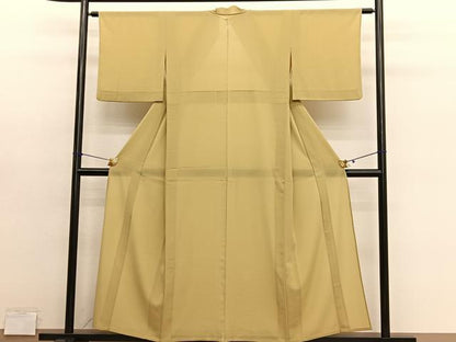 平和屋着物＊夏物　色無地　絽縮緬　玉蜀黍色　洗える着物　BAAY4426hv