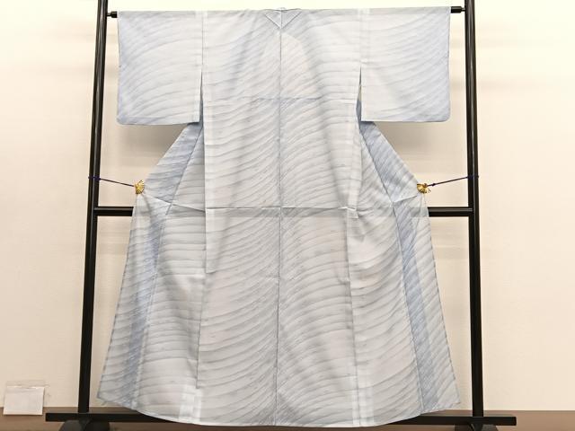 平和屋着物＊夏物　小紋　絽　流水文様　暈し染め　洗える着物　BAAY4438hv