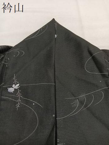 平和屋着物＊夏物　小紋　絽　金魚　黒地　洗える着物　BAAY4448hv
