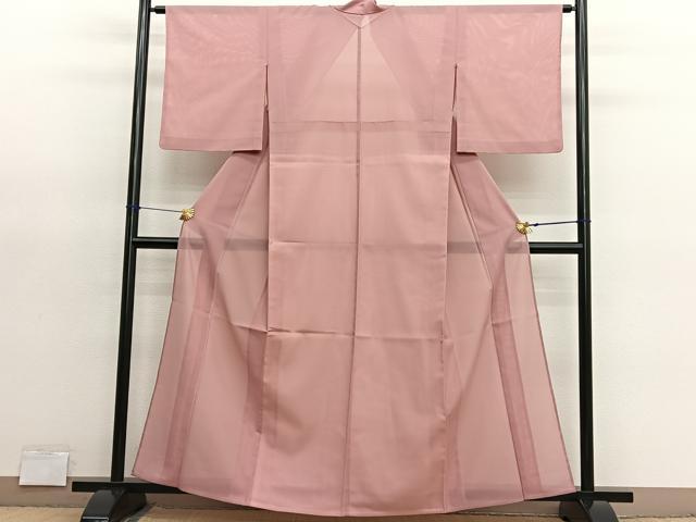 平和屋着物＊夏物　色無地　絽　曙色　洗える着物　BAAY4449hv