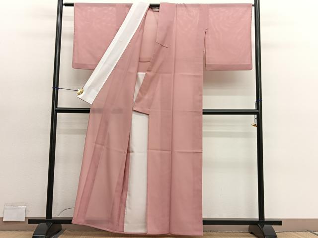 平和屋着物＊夏物　色無地　絽　曙色　洗える着物　BAAY4449hv