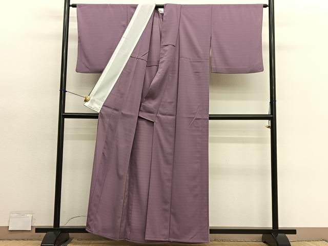 平和屋着物＊夏物　色無地　絽縮緬　梅鼠色　洗える着物　BAAY4451hv